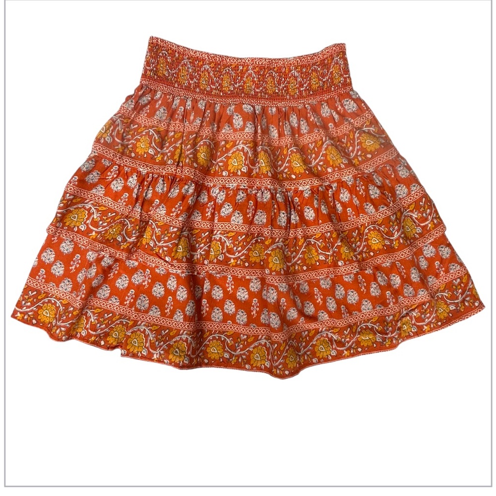 NWT Nicole Miller Ladies Medium Smocked Waist Tiered Skirt Summer casual